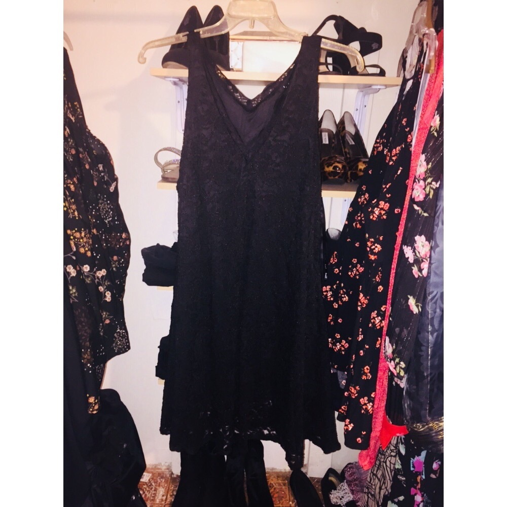 Plus size black lace dress